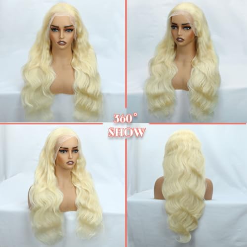 613 Human Hair Wig 13x6 Lace Front HD Frontal Body Wave Blonde Wig for Women Wear and Go Glueless Real Hair 180% Density Brazilian Virgin Hair 20 Inch