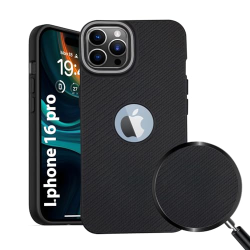 Image of LIRAMARK Rugged Carbon Fibre TPU Armor Silicone Back Cover Case for iPhone 16 Pro