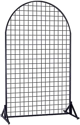 Freestanding Wire Grid Display Rack with Wheels - 60x100cm Retail Panel Tower for Floor Display, Easy Assembly Grid Stand for Shops, Markets, and Trade Shows