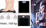 Exzact Waga osobowa/elektroniczna waga łazienkowa – duża pojemność 180 kg – wysoka precyzja, podświetlenie tła wyświetlacza LCD (czarna)