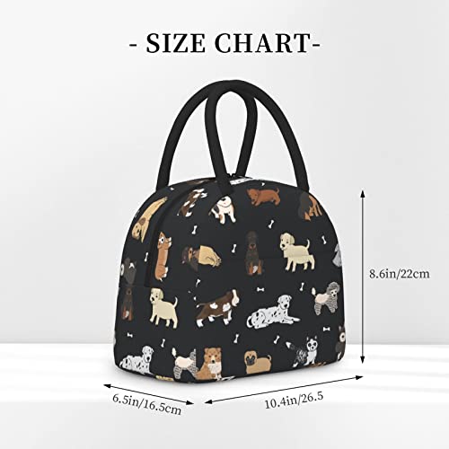 Fiokroo Lunch Bag Insulated Puppy Dogs Cute Animals Lunch Box Cartoon Pets Reusable Lunch Tote Bag For School Work College Outdoor Travel Picnic, 10L #TOP1