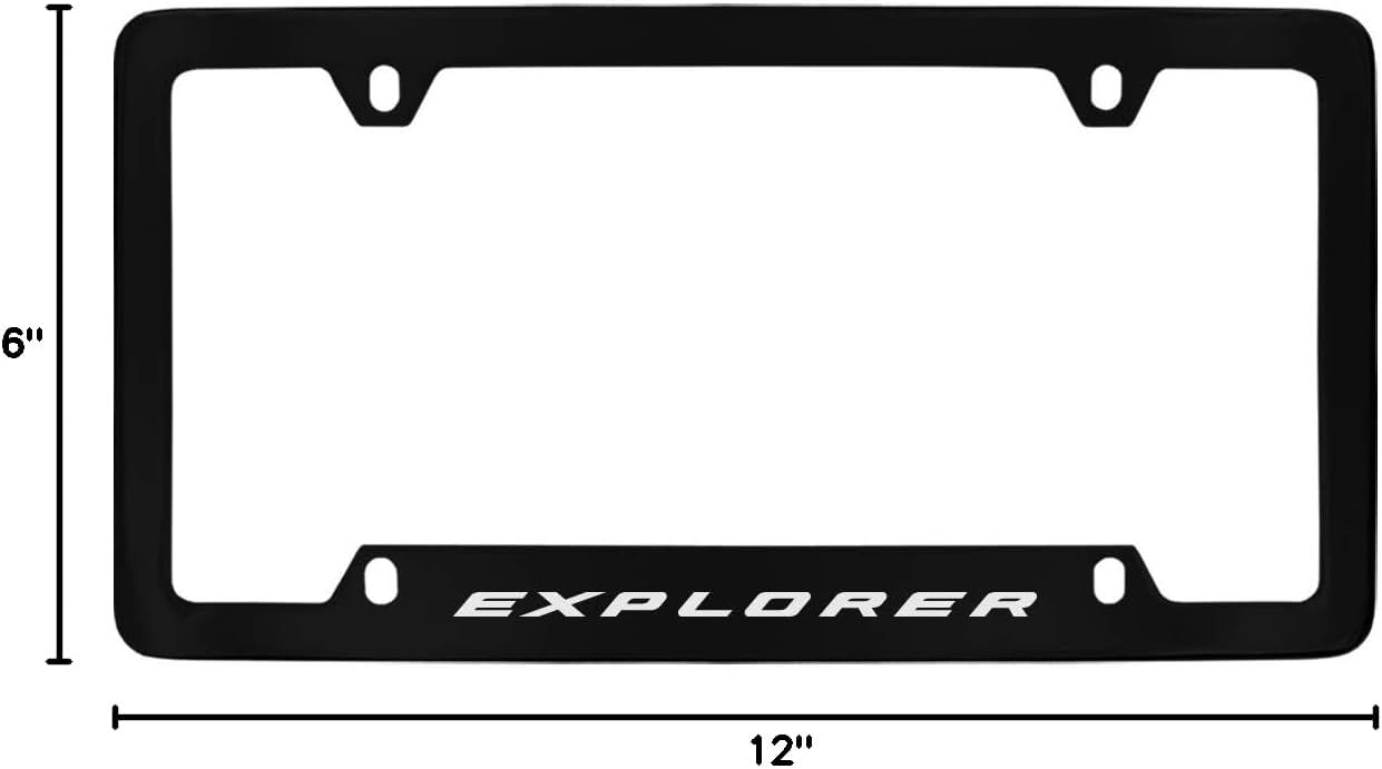 License Frame Inc. Ford Explorer License Plate Frame (4 Hole/Zinc, Black/Bottom)
