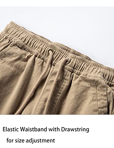 Wiyoshy Boys' Solid Color Drawstring Elastic Waist Chino Pants (As1, Numeric, Numeric_10, Regular, Sunny Khaki) #TOP2