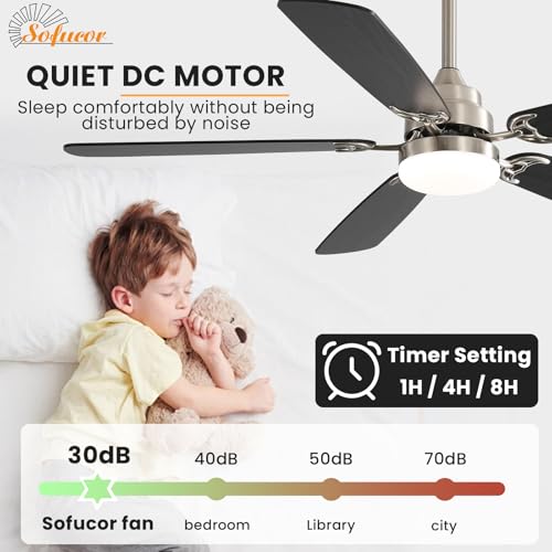Ventilateur de plafond avec lampe LED 132 cm Sofucor avec télécommande - 5