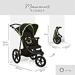 hauck Kinderwagen Runner, Dreirad Buggy mit XL Lufträder für Kinder bis 22 kg, Belüftungsfenster, Höhenverstellbar, Faltbar, XL Korb bis 3 kg, Liegefunktion (Black / Neon Yellow)