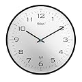 Mebus Orologio da parete senza fili, 30 cm, silenzioso, cornice nera, quadrante bianco, modello 13079 - Display grande e chiaro, nero
