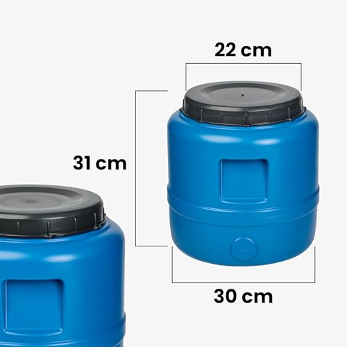 Garronda 15 L Regentonne Regenfass Weithalsfass aus HDPE als Kunststofffass und Wasserbehälter für Wasser und Lebensmittel zur Lagerung Fermentierung GD-0186 Blau