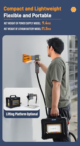 Image of SFX 60W Fiber Laser Engraver Handheld Portable Metal Marking Machine with 100mm Lens 7 inch Touchscreen Autofocus, Battery /AC Power Deep Engraving Class 1 Laser Output Power 0.39mW