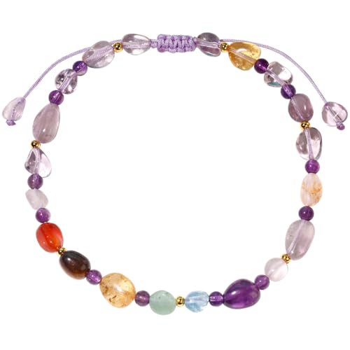 Image of 7 Chakra Crystals and Stones Anklet Irregular Tumbled Gems Beaded Ankle Bracelets for Women Spiritual Energy Meditation Yoga Healing Jewelry Mom's Gifts