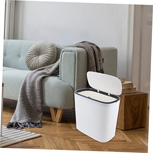 Caneca de basura rectangular blanca con tapa a presión miniatura 6