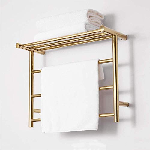 Calentador de toallas de pared eléctrico con toallero con estante de almacenamiento de acero