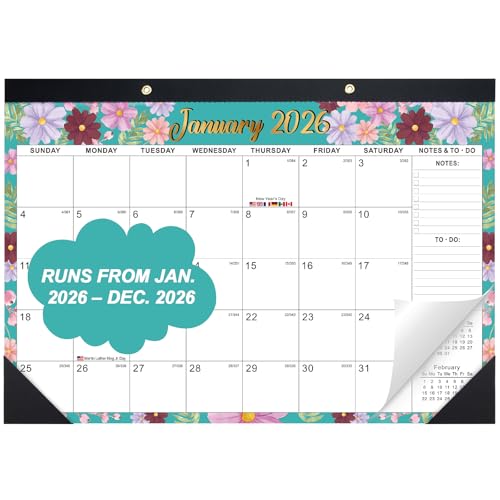 2026 Desk Calnedar: 12 Months Calendar Runs from JAN.2026 - Dec.2026, 17" x 12", Large Desk Calendar 2026 with Clear Waterproof Cover, Desk Top Calendar 2026 for Home Office Personal Organisers