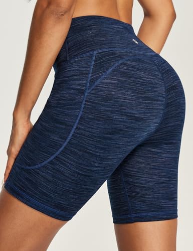 IUGA Biker Shorts Women 6" Tummy Control Workout Shorts Women with Pockets High Waisted Yoga Running Gym Spandex Compression - Thumbnail 2