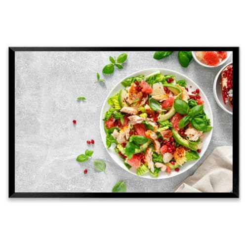 Salad salmon avocado grapefruit and pomegranate Healthy food Ketogenic Black