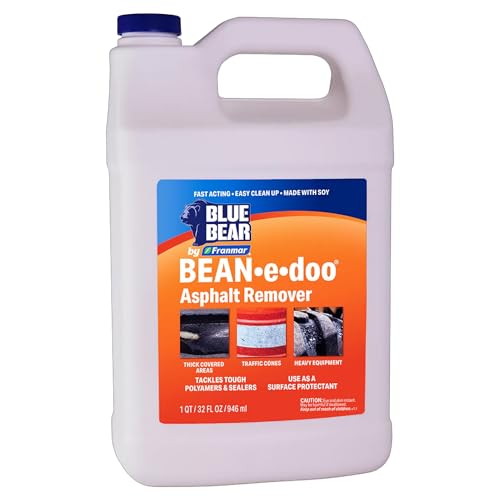 Blue Bear BEAN-e-doo Asphalt Remover - Low‑Odor, Soy‑Based Asphalt & Tar Remover for Tools & Equipment - Fast- Softening, Easy Rinse (1 Gallon)