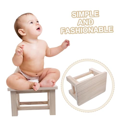 Taburete pequeño PRETYZOOM de madera natural versátil para hogar 5