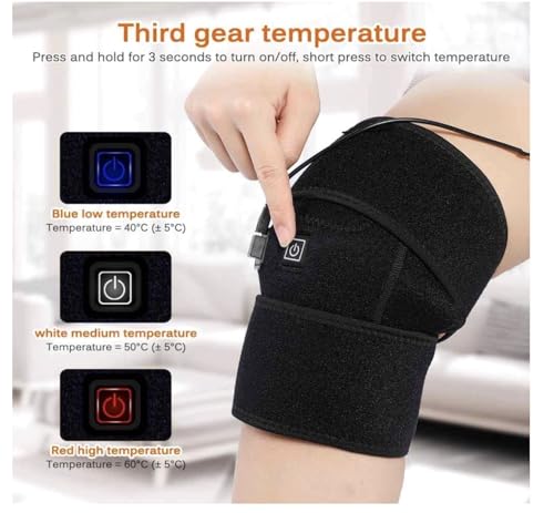 Heated Knee Support Heated Knee Brace Heat Pad for Knees, USB Heated Knee Support Brace, Knee Massager Joint Pain Reduce, 3 Temperature Levels Heated Knee Brace for Men Women - Image 3