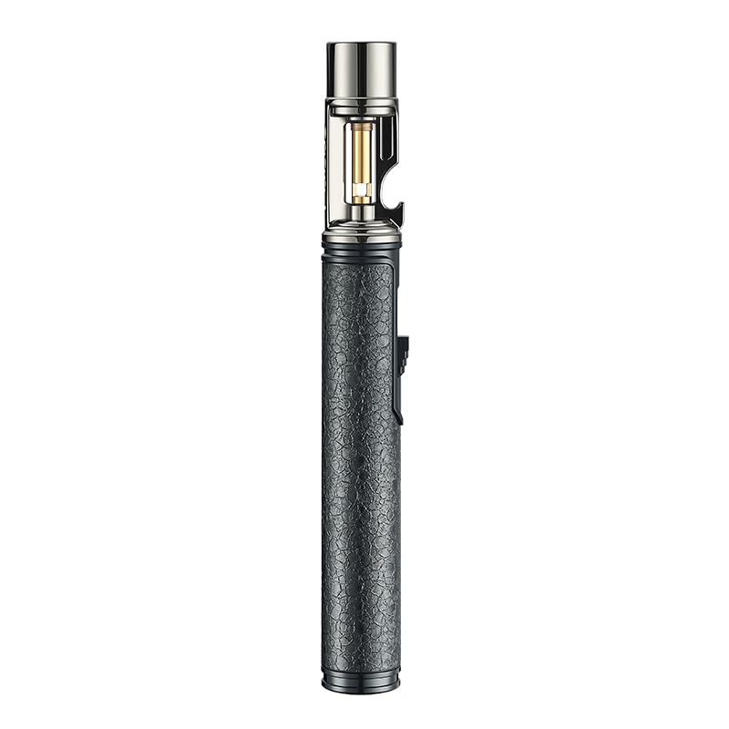 Encendedor recargable resistente al viento, llama ajustable, mini soplete con abrebotellas, linterna de cocina portátil para cocinar, camping, barbacoa, velas (no incluye gas)