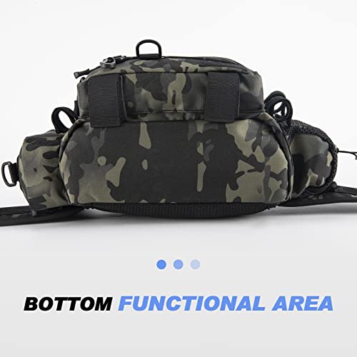 Goture Fishing Bag, Fishing Tackle Bag With Rod Holder, Water-Resistant Fishing Backpack Tackle Sling Bag, Fly Fishing Fanny Pack Storage, Fishing Tackle Box For Fishing Gear,Fishing Gifts For Men #TOP5