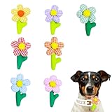 Dog Collar Flowers 7 Pcs - Cute Dog Flowers Collar Bow Tie Attachment, Dog Bowties Flower Collar Charm Accessory, Dog Bows Small Medium Large Dogs Cat, Dog Flower Tie Bows Bulk