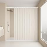 Faltbarer Duschvorhang mit Teleskopstange Hängender Vorhang Unsichtbar für Badezimmer Wasserdicht Datenschutz Ohne Bohren Trennvorhang(Weiß,W 240 x H 180 cm)