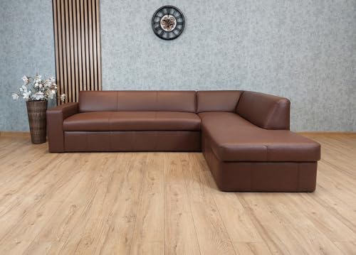 Quattro Meble Antalya - Divano angolare in vera pelle, 270 x 200 cm, con funzione di sonno, 100% pelle