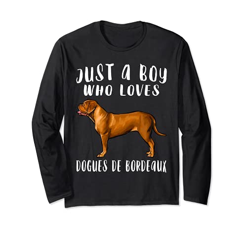 Im Just A Boy Who Loves Dogues de Bordeaux Dog Lover Long Sleeve T-Shirt, Black