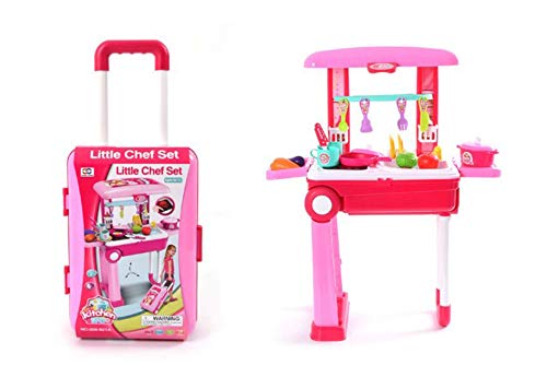 Image of Popsugar Camp N Play Tent for Kids | Indoor or Outdoor, Foldable Tent, Portable, Multicolor & Popsugar Luggage Kitchen Set with Light and Music (Pink,TH008-921A) Combo
