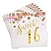 BLUE PANDA Rose Gold Sweet 16 Dinnerware Set - Kit for 24 Guests with Sweet 16 Plates & Napkins - Disposable Design & 16th Birthday Party Supplies - Table Cover & Banner, Rose Gold, 170-Piece Set
