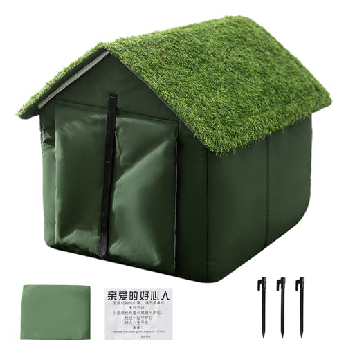Caseta exterior para gatos – Condominio exterior para gatos, escondite Oxford resistente a la intemperie, base antideslizante segura, para tienda de juegos, gatos callejeros, balcón, jardín, casa