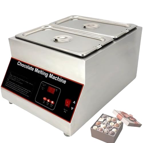 GwlThixion Olla para Derretir Chocolate, fundidor de Chocolate eléctrico Comercial con Temperatura Ajustable de 0-85℃, 500W Calefacción Rápida, para Leche, Café, Queso Twincylinder
