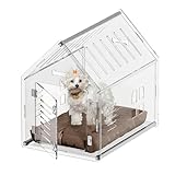 Sumerflos Acrylic Dog House, 24" L x 18" W x 23" H Clear Dog Crate, Modern Indoor Dog Kennel Lockable Ventilated for Most Small Dog Cat Pet