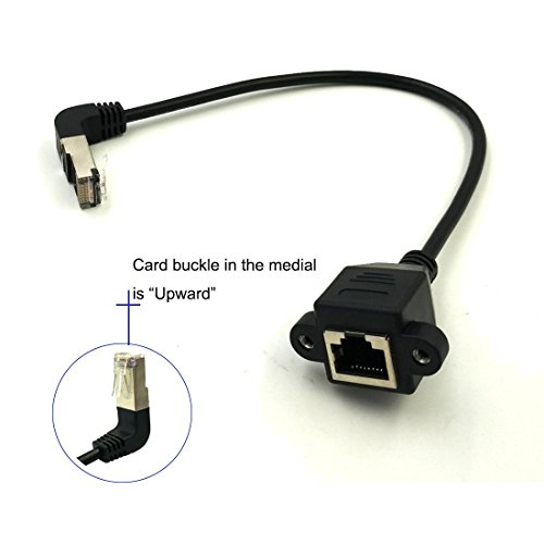 Qaoquda CAT6 Network Extension Cable,90 Degree RJ45 A Male to A Female Screw Panel Mount Extension Cable,Support Ethernet Cat 5e/Cat 6-10 inch (Upward) - Image 3
