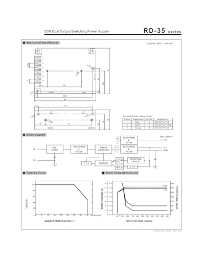 Alimentation à découpage RD-35 double sortie 5V 12V pour boîtier rail DIN