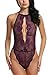 Avidlove Lingerie for Women Teddy One Piece Lace Babydoll Bodysuit Purple S
