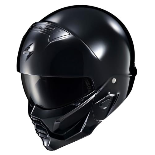 ScorpionEXO Covert 2 Open Face 3-4 Full Mode Motorcycle Helmet Bluetooth Ready Speaker Pockets Interchangeable Mouth Cover DOT Approved Solid (Gloss Black - Large)