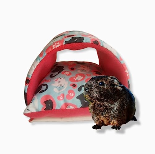 Toca Tunel Casinha/Cama p/Porquinhos da Índia Decorada (Azul Gatinho)