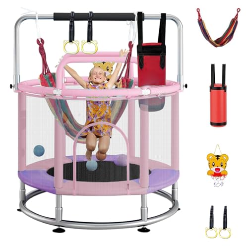 Trampoline enfants avec filet anti-chute et barres évolutives