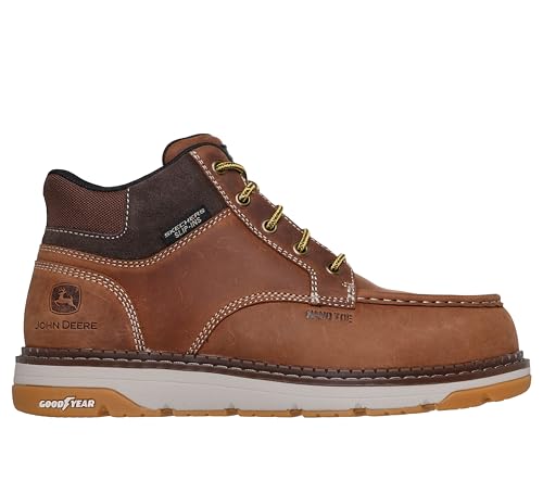 Skechers Skechers Men's John Deere Flex Boot Carbon Nano Safety Toe Slip Ins Industrial Boot, Dkbr, 10.5 Wide