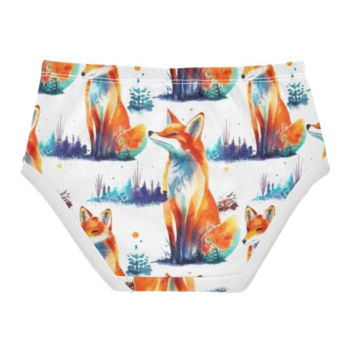 Cute Watercolor Fox Orange Little Girl Panties Toddler Girls Underwear Cotton Cartoon Undies Kids Briefs 2t2