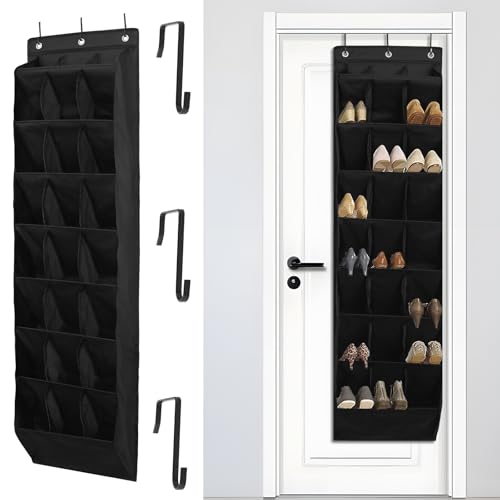 MABCIRY Over the Door Shoe Organizer with 24 Pockets, Oxford Cloth over the Door Shoe Rack, Foldable Hanging Shoe Organizer, Space Saving over the Door Shoe Storage Hanging Door Shoe Rack for Shoes