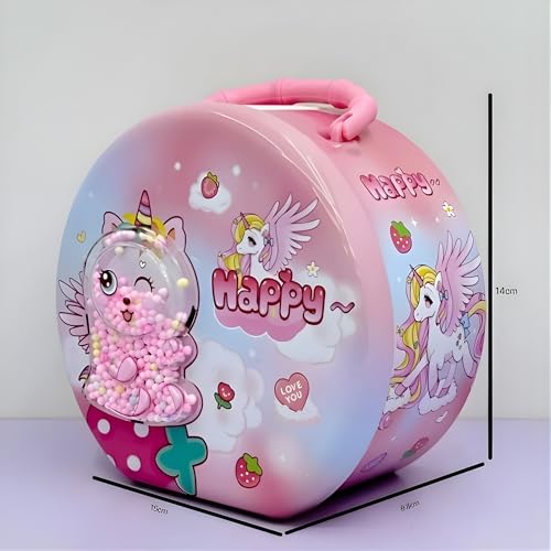 Image of Crackles Unicorn Password Piggy Bank for Kids | Metal Money Bank with Manual Dial Code (00 Default) | Cute Coin Box, Gullak, Kitty Bank, Return Gift for Girls & Boys, Unicorn Safe Box- Random Color