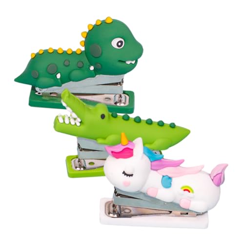 HAPINARY 3pcs Cute Mini Stapler Set Small Portable Cartoon Handheld Staplers for Office School and Home Use – Dinosaur Mythical Horse Crocodile Design Desk for Students and Professionals