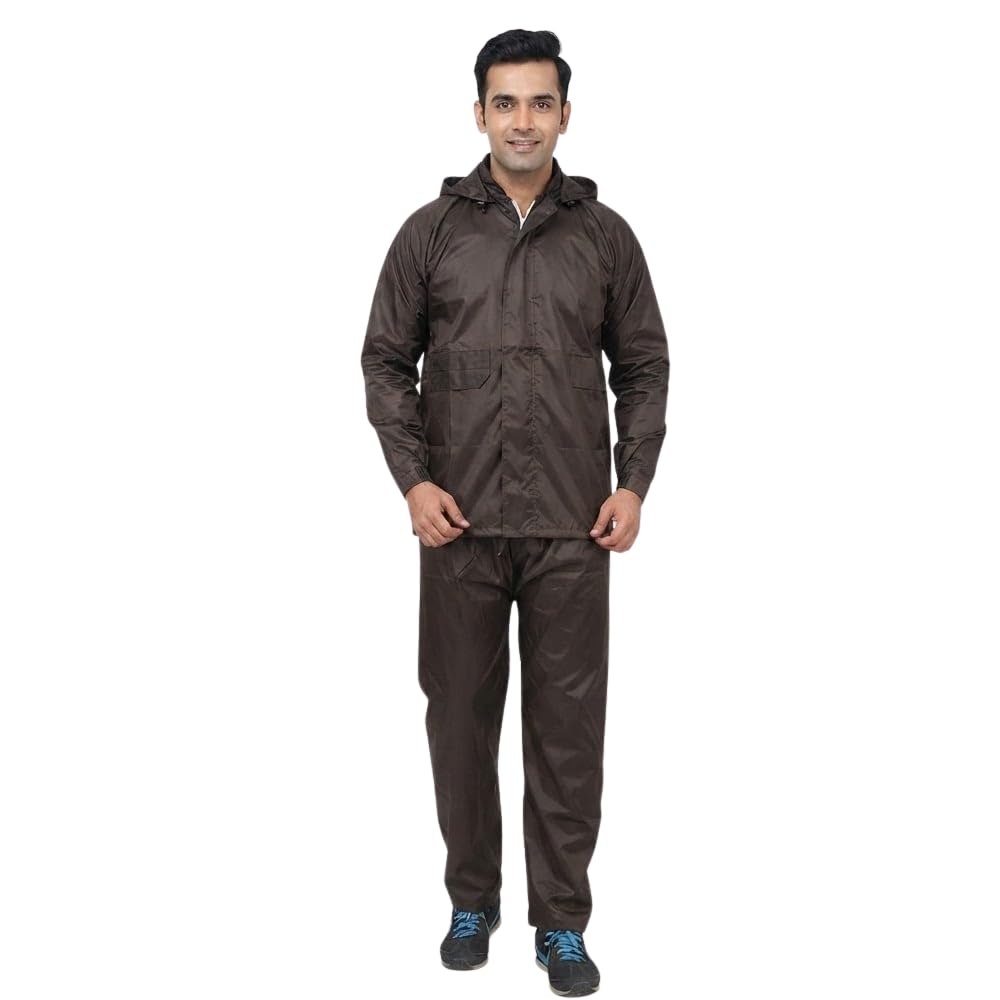 (𝐒𝐩𝐞𝐜𝐢𝐚𝐥 𝟏𝟓 𝐘𝐞𝐚𝐫𝐬 𝐖𝐚𝐫𝐫𝐚𝐧𝐭𝐲 Durable Polyester Waterproof Raincoat for Men with Hood, Lightweight Windproof Rain Jacket for Bike Riding, Travel, Outdoor Work-image-0