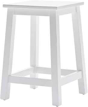 NovaSolo Halifax Pure White Mahogany Wood 19.5-Inch Stool