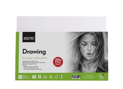 Image of Brustro Artists Drawing Paper 200 GSM A3 (Pack of 10 + 2 Free Sheet)