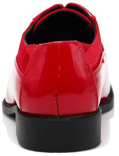 Image of BMY Men's Striped Satin Matching Patent Upper Oxfords Formal Dress Shoes