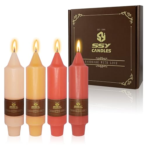 4 PCS Gradient Colored Taper Candlesticks Orange Taper Candle for Halloween Thanksgiving Day Dinner Household Décor Candlesticks