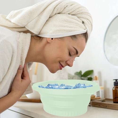 Image of Ice Bowl for Face Dipping, Ice Tub for Bath, Ice Water Facial Container, Foldable Silicone Face Basin, Ice Dunk Bucket, Facial Cups Compatible, Cube Wash Tray, Cold Therapy Spa Accessory for Skincare Glow