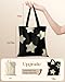 Miss Adola Canvas Tote Bag for Women – Cute Canvas Bags with Zipper Aesthetic Design Reusable Totes for Shopping Work Travel Daily Vacation, Black Stars